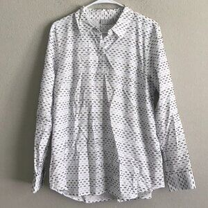 Joan Rivers Textured Clip Dot Boyfriend Shirt - White (Sz ) a605977